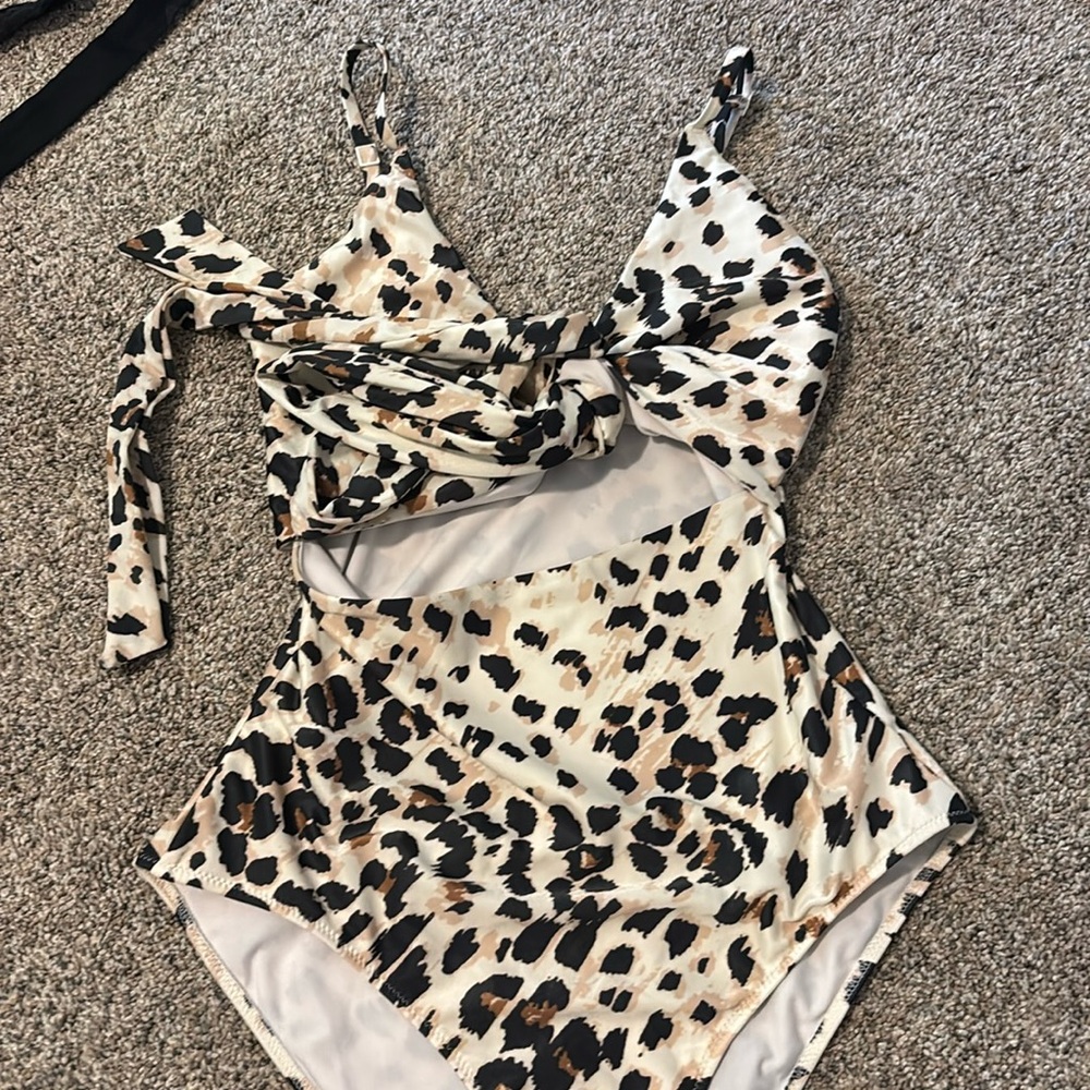 Aerie Cheetah Print Full Coverage One Piece with Cutouts